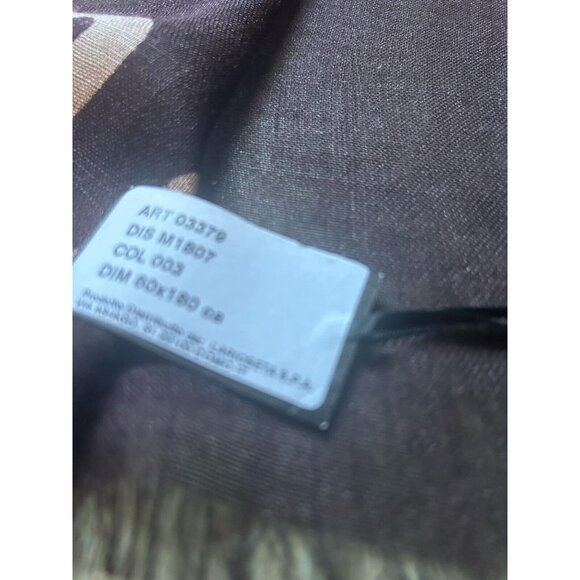 MOSCHINO Brown & Pink Logo Rect Wool Blend Scarf Itlay 71’’-25’’ See Description - Picture 4 of 5